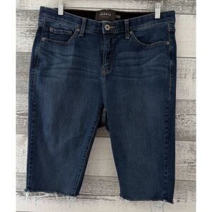 Torrid Premium Sky High Skinny Shorts Blue Stretch Frayed Hem Womens 18R (36w)